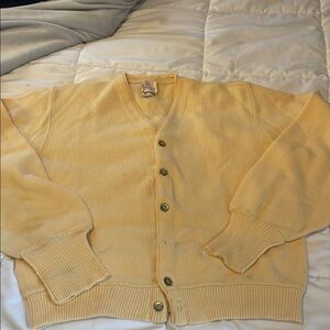 Men's Beige/ gold Cardigan Sweater Vintage Wintuk/ Alpaca Small/ medium